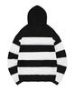 FALLETT Striped Sheer Knit Hoodie Black