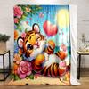 Cute Tiger with Hearts and Flowers Print Blanket Soft and Cozy Perfect for the Living Room Bed Sofa or a Nap,gift