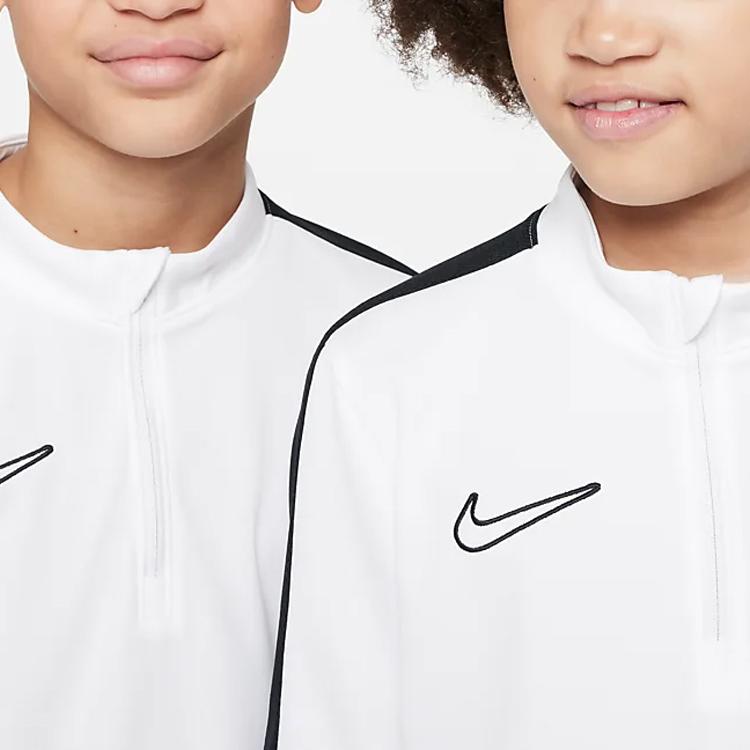 Nike Dri-FIT Academy 23 Logo Embroidered Color Block Half-Zip Football Sweatshirt Kids sweatshirt White DX5470-100