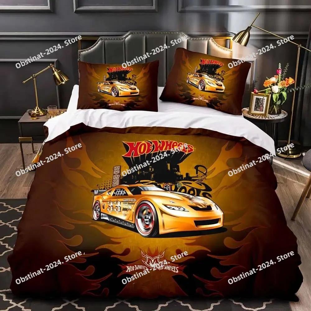 Monster Truck Hot Wheel Povlečení Sada Povlečení s Potiskem s Povlakem na Polštář Potah na Peřinu Měkký Jednolůžko Dvojlůžko Queen Super King Velikost