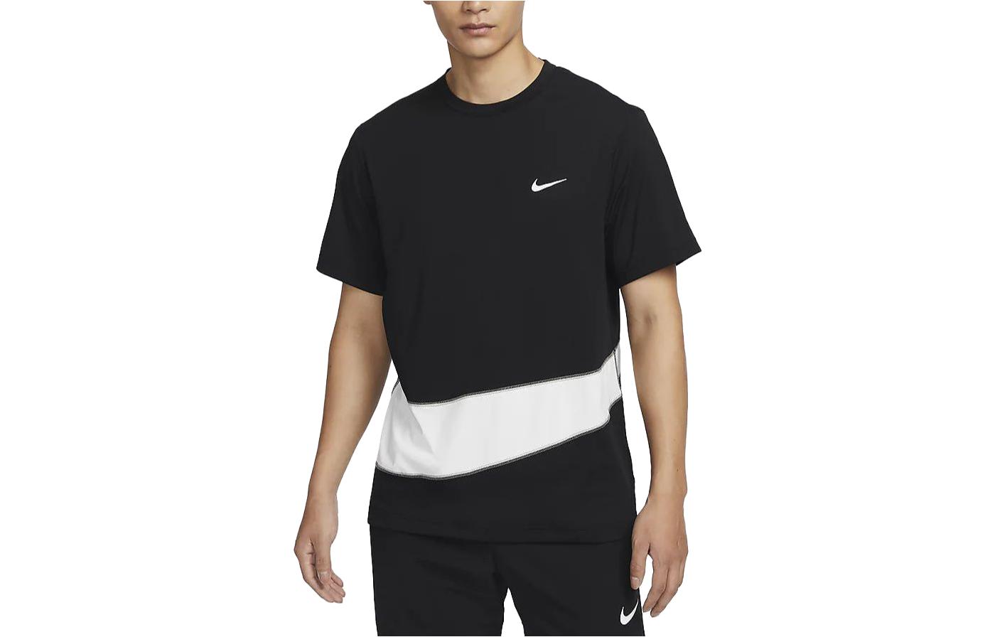 

Nike T Shirts Men s Black/White Crew Neck Moderate Straight Fit FB8580-010 XL
