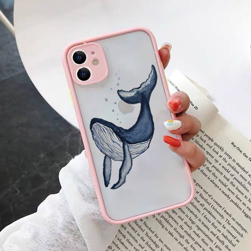 Чехол для телефона с рисунком морского кита, матовый прозрачный для iPhone 11 12 13 7 8 plus mini x xs xr pro max iPhone12