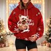 Damen Mode Weihnachtsdruck Hoodie mit Haustier-Tasche, Lässiger Pullover für Feiertagskleidung