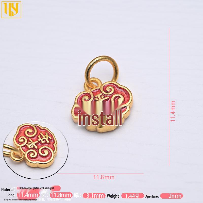 Copper-Plated Gold Enamel Peace Lock Key Pendant - Retro Festive Jewelry Charm Necklace Accessory