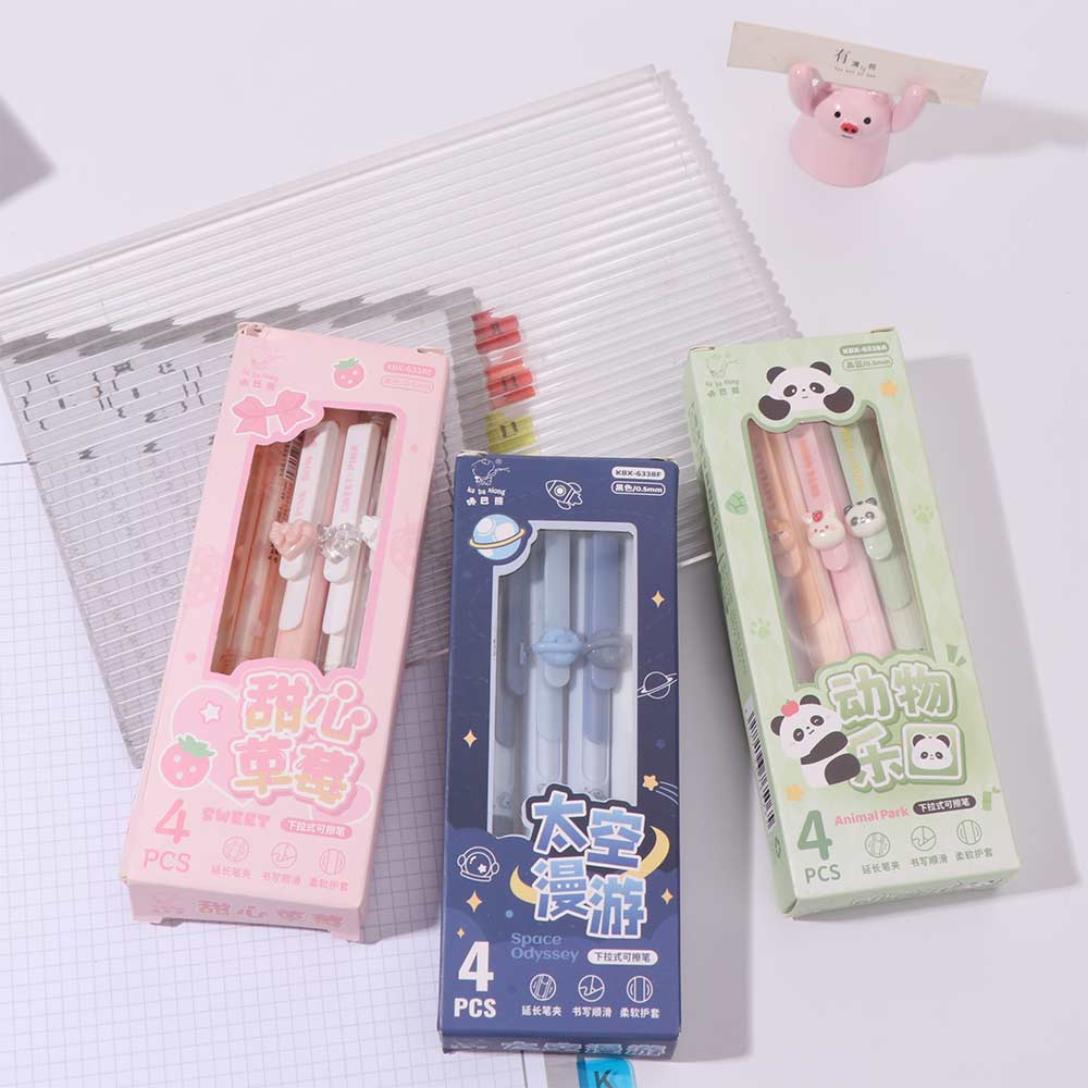 4pcs Cute Erasable Gel Pen INS Neutral Pen Creative Erasable Pens Writing Supplies