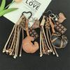 Trendy Croissant Woven Rope Keychain Creative Versatile Keyring Bag Pendant Y2K Vintage Pu Leather Key Hanging Decoration Gifts