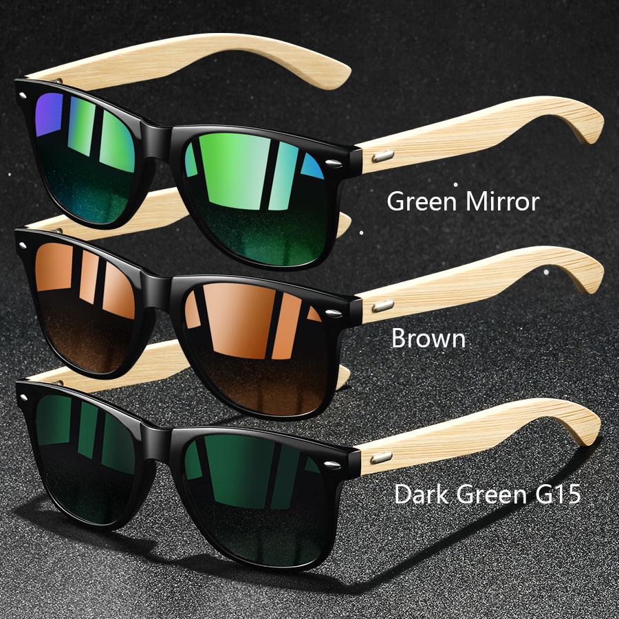 1PC Fashion Bamboo Wood Vintage Square Sunglasses UV400 Protection for Men Women Luxury Designer Sun Glasses Driving Fishing