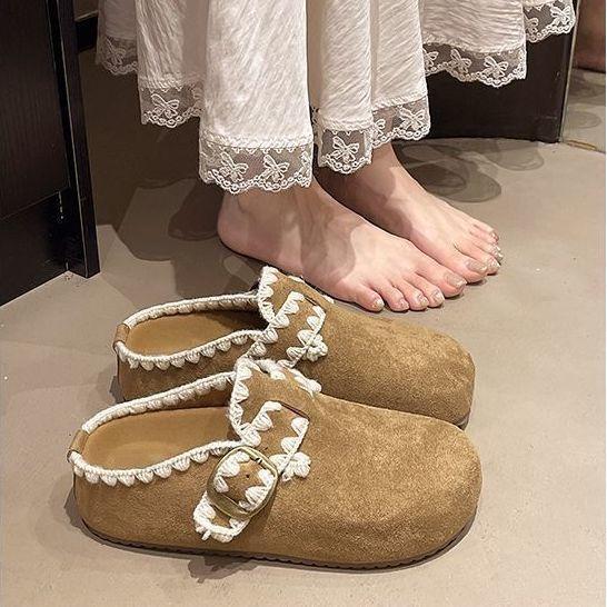 Popular Muffin Thick-soled Bag Head Birken Single Shoes for Women To Wear 2025 Autumn and Winter New Fashion with Skirt Single Shoes for Women