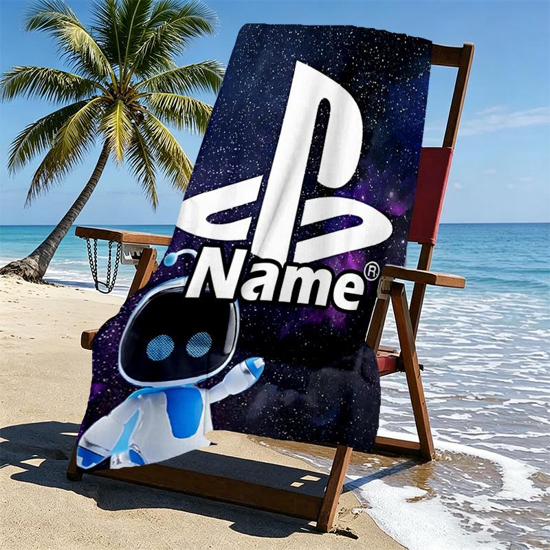 Custom Name Personalized Cosmic Bot Crew Print Beach Towel, for Trip Camping Beach Party Home Decor, Birthday Gift for Family & Friends
