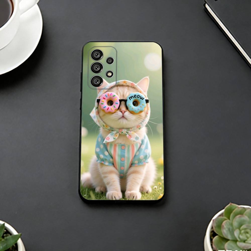 Aesthetic Cat Portraits Phone Case For Samsung S25,S24,S21,S22,S23,S30,Ultra,S20,Plus,Fe,Lite,Note,10,Black Cover