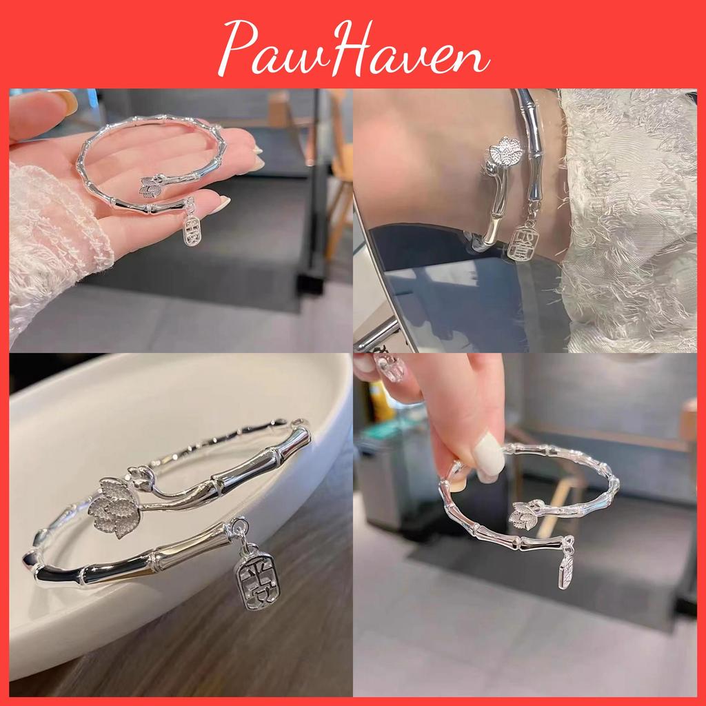 Elegant Alloy Lotus Bamboo Bracelet Stylish High-end Bangle Summer 2024 Jewelry
