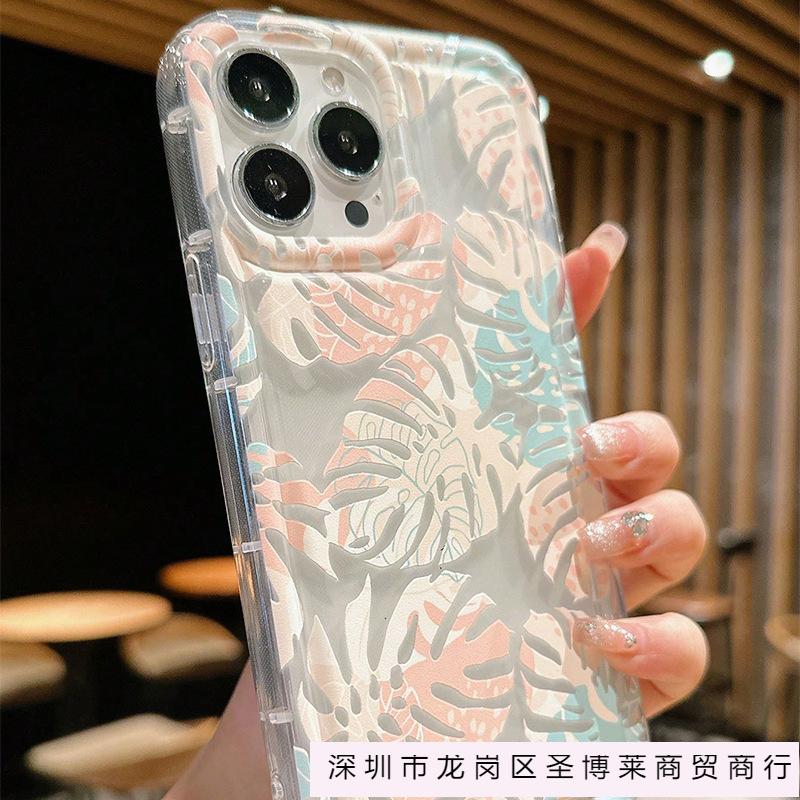 Internet Celebrity Transparent Mobile Phone Case for Apple 15 Oil Painting iPhone14/13/12 Niche 16plus Anti-drop 11 Sets
