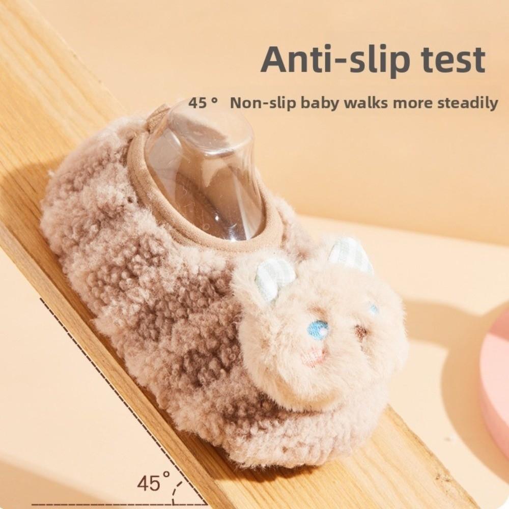 Thickened Kids Plush Slippers Cartoon Indoor Home Slippers New Baby Floor Socks  Indoor Use