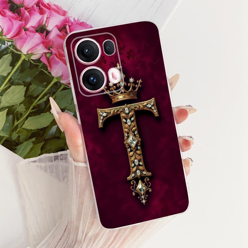 Transparent For Oppo Reno 13Pro CPH2697 PKK110 Cover For Oppo Reno 13 Pro Case Luxury Crown A-Z Letters 2D Flat Pattern