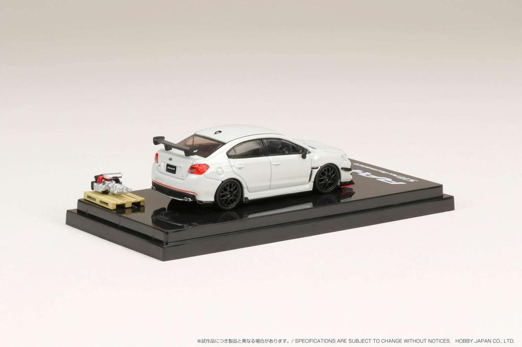 HJ64 Subaru WRX STI with Optional Display Crystal White Finished Product HJ641040W 1/64 RA-R Equipment/engine Model, Pearl,