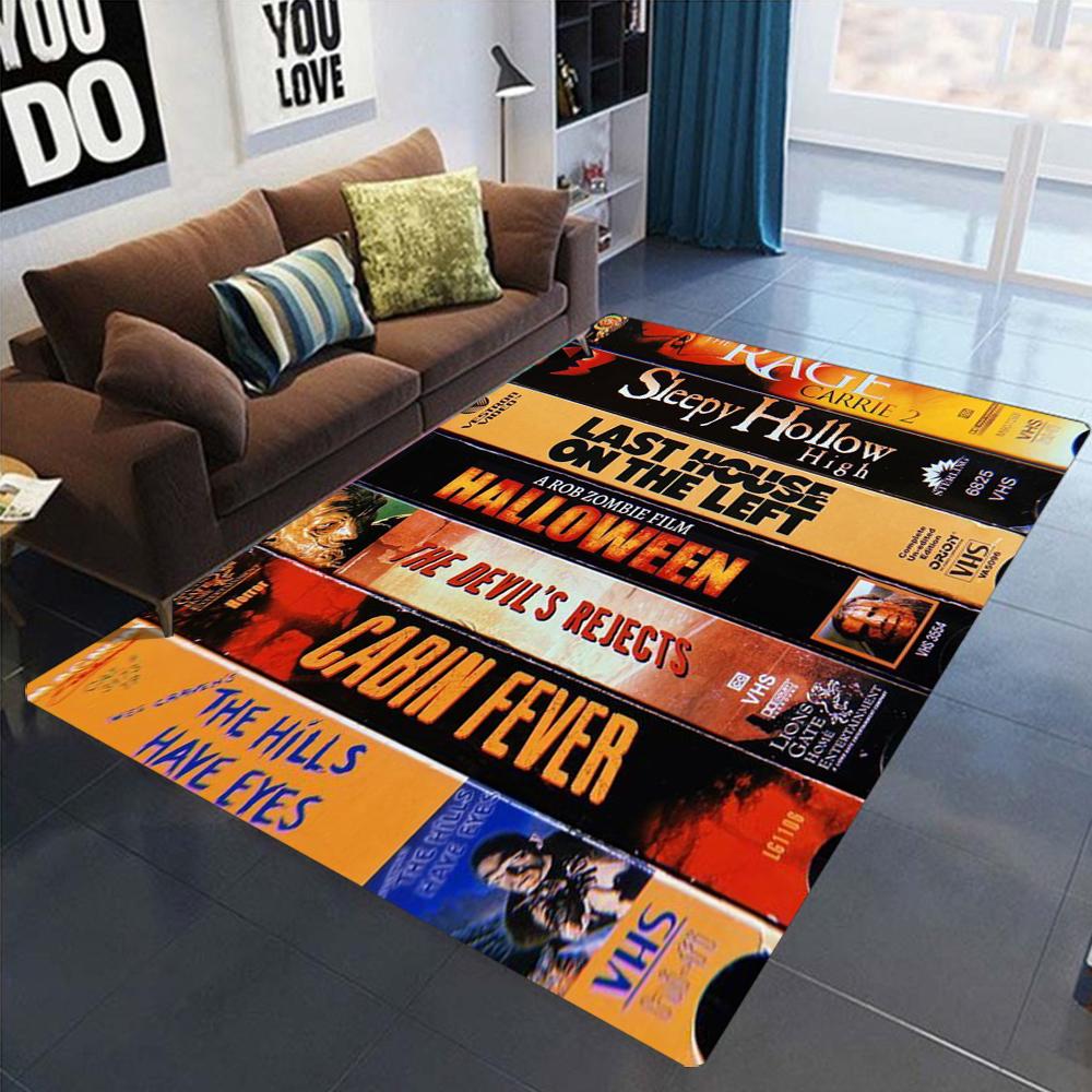 Creative Retro Horror VHS Area Rugs Anti-slip Carpets for Living Room Sofa Decor Man's Bedroom Popular Rug Sofa Floor Mat Room