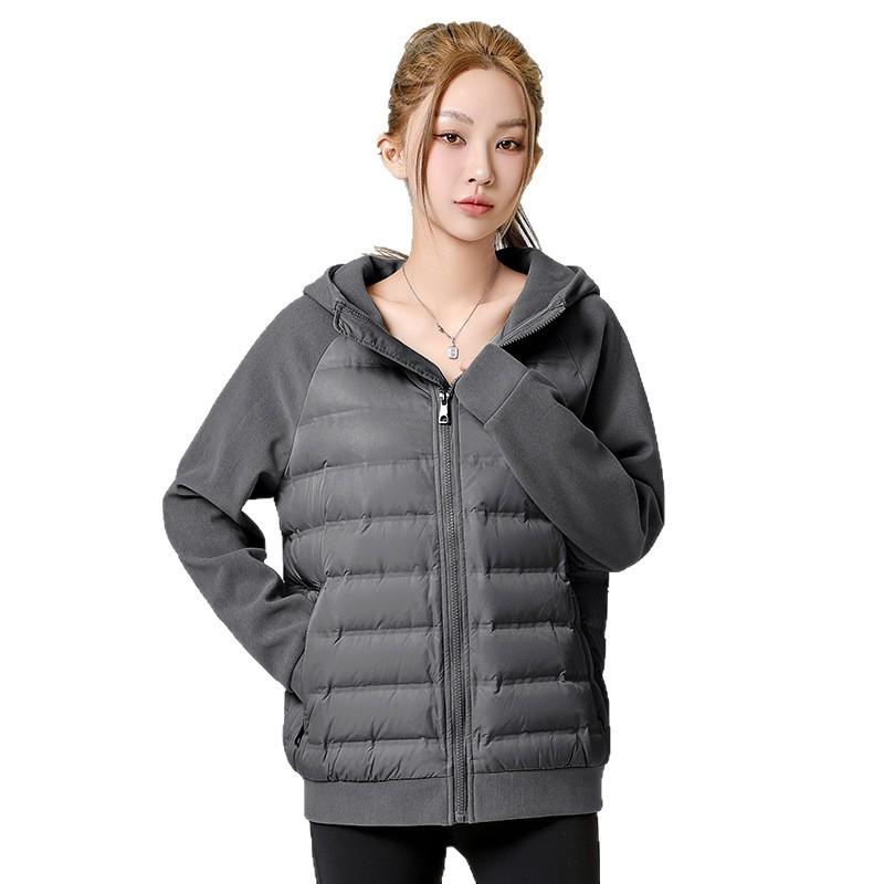 Couple Hooded Light Knitted Splicing Down Jacket Women's Autumn and Winter New Fashion Versatile Jacket