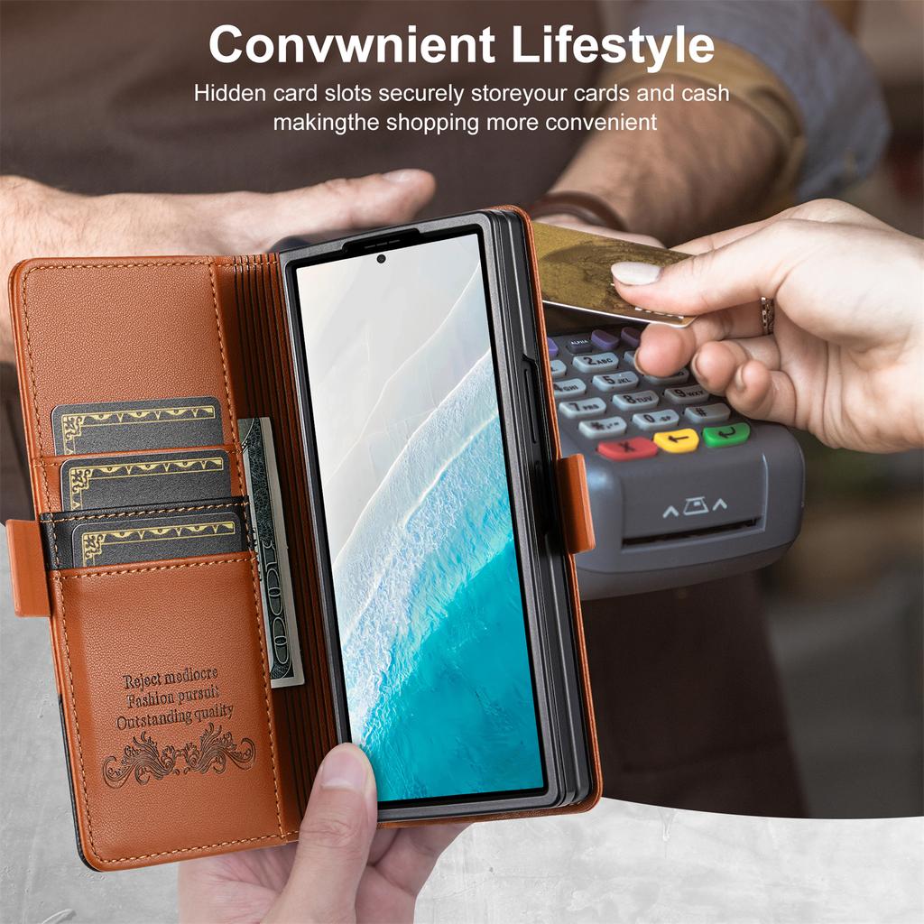 Luxury Leather Wallet Cover for Samsung Galaxy Z Fold 7 6 5 4 3 5G 2025 Flip Case Magnetic Book Business ZFold6 Fold7 RFID Case