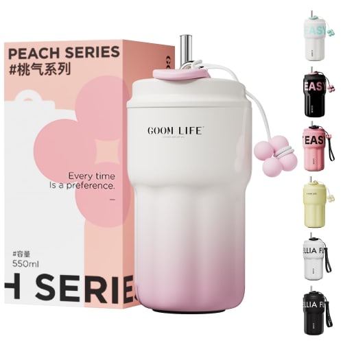 

GOOM Tumbler, Water Bottle, Mug, Coffee Cup, 316 Stainless Steel, 550ml, Direct Drinking, Vacuum Insulated, Keeps Hot or Cold, Lightweight, with Strap