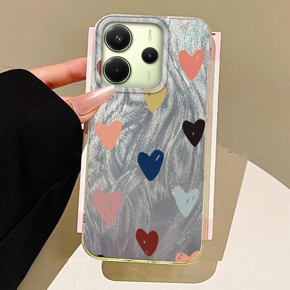 Cute Pink Love Heart Phone Cases for Xiaomi Redmi 13C 13 A5 Note 13 14 Pro Plus 13T 14T Poco C71 C65 Shell Silicone Back Cover