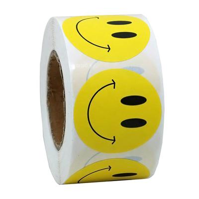 500pcs/roll Yellow Smile Face Sticker Thank You Circle Label Sticker Office Stationery 2.5cm