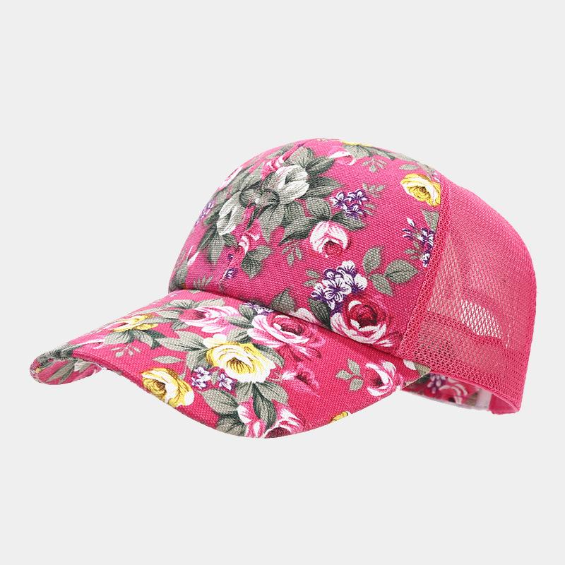Hat Women's spring and summer national style elements Small flower cloth Peony flower net Baseball cap Men's outdoor leisure sun hat
