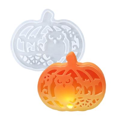 4 Pieces Halloween Pumpkin Silicone Molds Tea Light Holder Plaster Molds Resin Molds for DIY Crafts