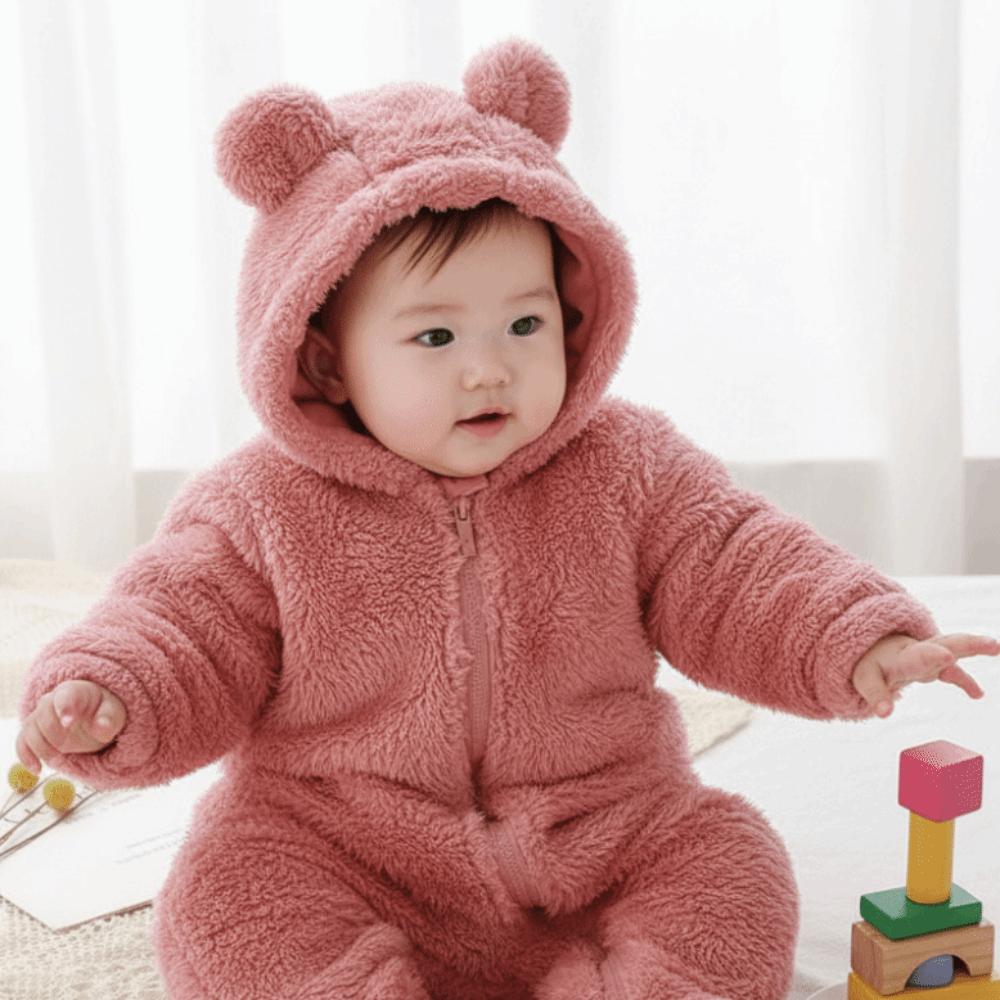 Thick Warm Infant Jumpsuits Bear Shape Newborn Pajamas Keep Warm Baby Rompers 3-9 Months