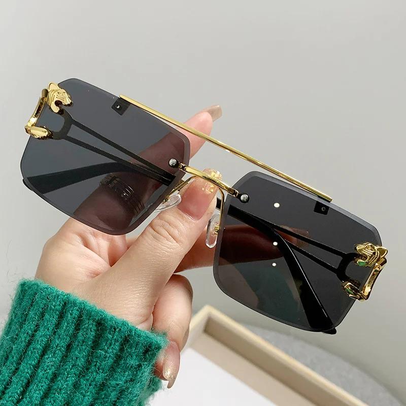 Luxury Rimless Square Sunglasses Men Women Fashion Brand Designer Vintage Sun Glasses Male Female Fashion Retro Oculos De Sol