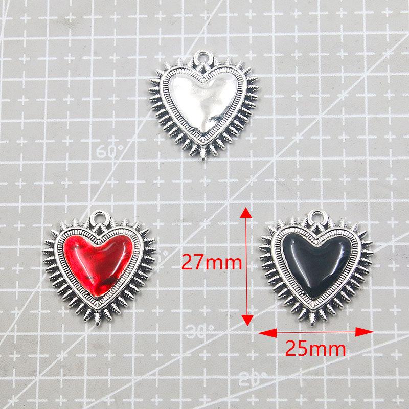 25x27mm Retro Gothic Heart Drip Oil Pendant for DIY Bracelet and Necklace Jewelry