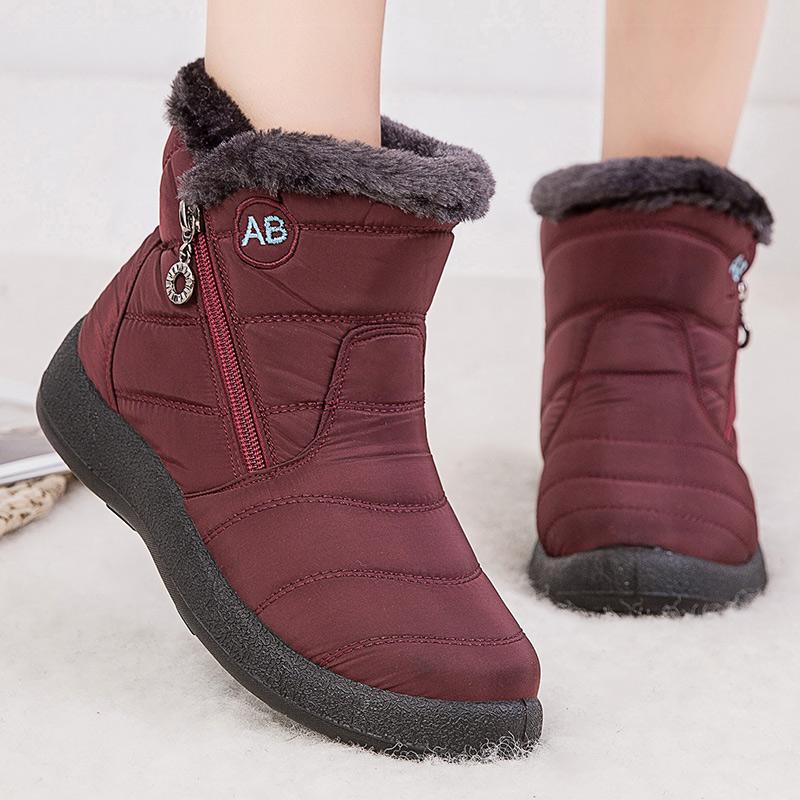 Women'S Boots Keep Warm Ankle Boots Fur Winter Shoes Woman Waterproof Snow Boots Winter Botas Mujer Comfortable Black Footwear