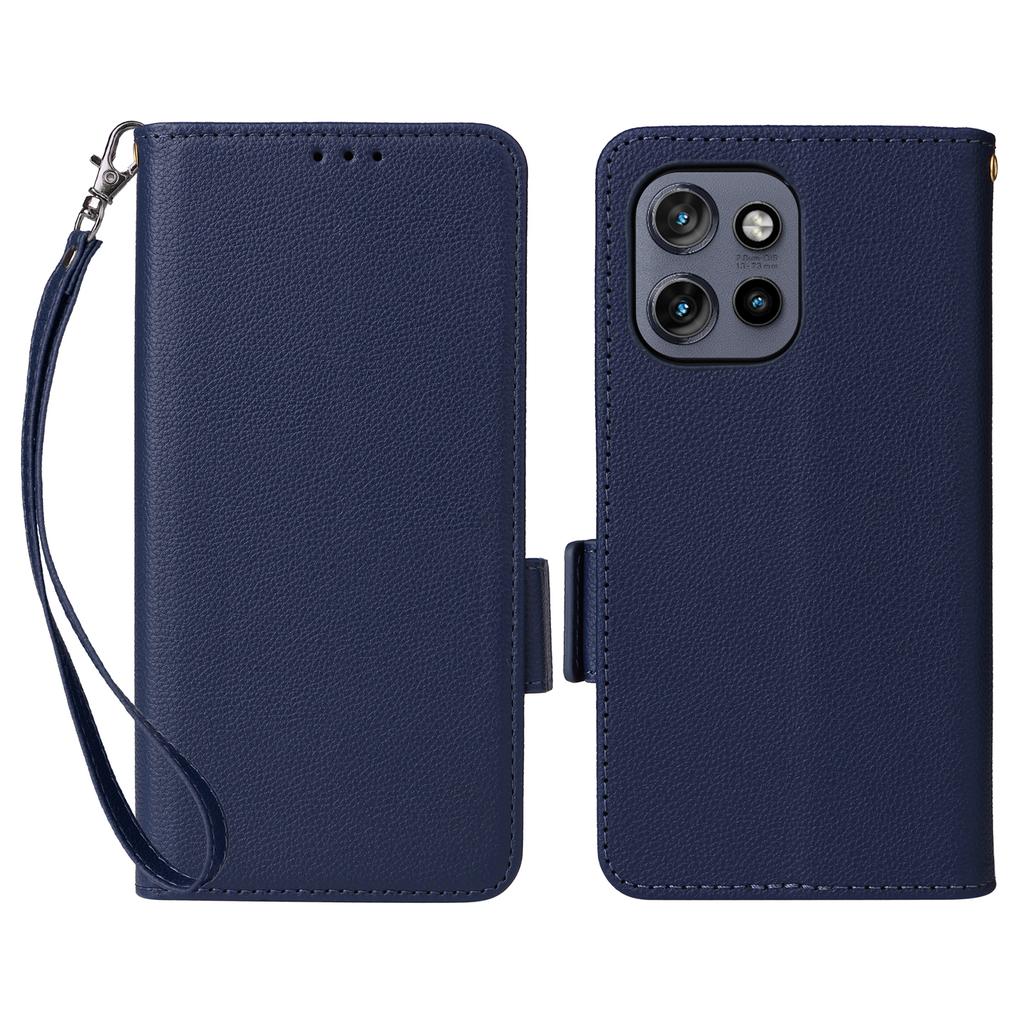 For Motorola Thinkphone 25 5G/Edge 50 Neo 5G/Moto S50 5G Case with Wrist Strap Litchi Texture PU Leather Wallet Phone Cover
