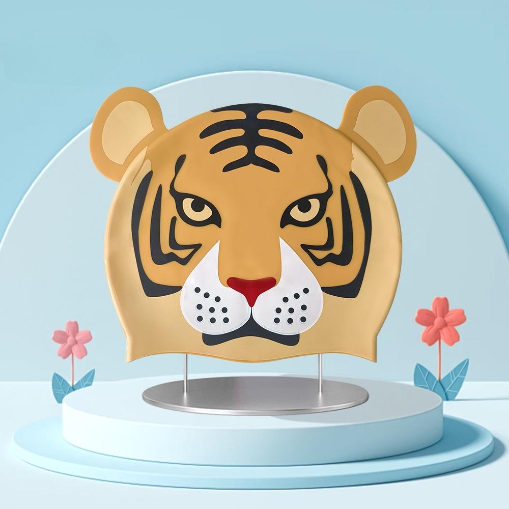 Large Swimming Caps Kids Ear Protection Long Hair Waterproof Silicone Swim Cap Swimming Hats Carton Print Swimming Accessories