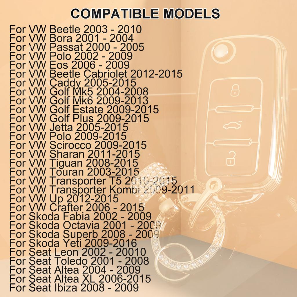 3 Button TPU Remote Flip Key Cover Shell Holder Case Protect For Volkswagen Beetle Passat Polo Golf MK5 MK6 Plus Estate Jetta