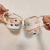 Cute Shell Conch Ceramic Cup Retro Ceramic Coffee Cup Dish Handmade Irregular Cup Dish with Handle Mug MilkKitchen Accessory
