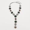 European and American Personalized Retro Geometric Gemstone Long Necklace Exaggerated Light Luxury Alloy Inlaid Resin Collarbone Chain