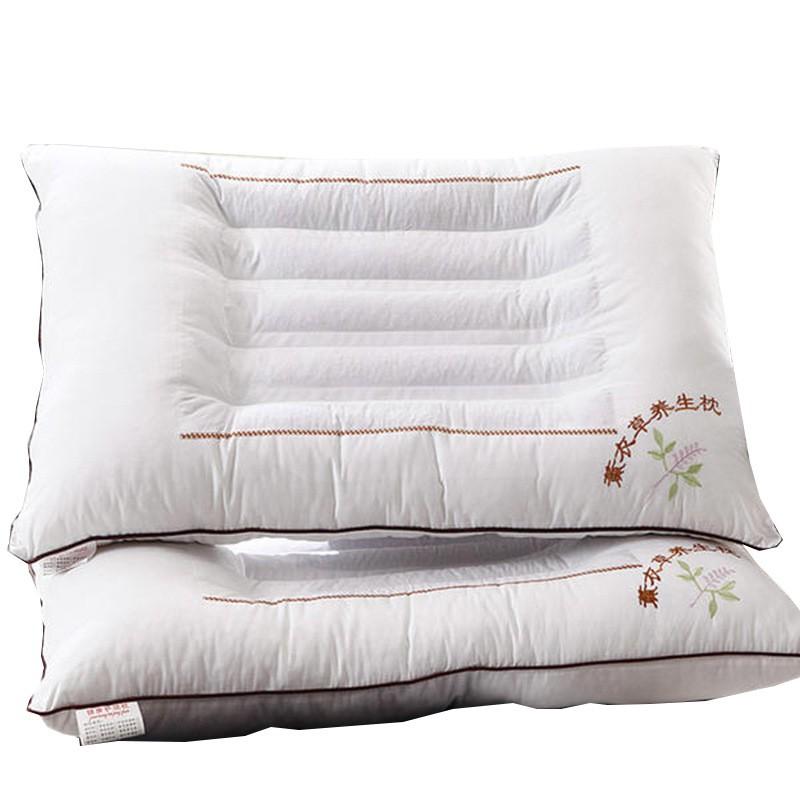 Orthopedic Cervical Support Pillow With Buckwheat Cassia Seed Lavender Filling Cotton Cover Firm Shape Retention Adults