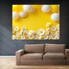 Lebendiger Gelber Gänseblümchen- und Luftballon-Hintergrund, Florale Szene, Fotografie-Hintergrundtuch