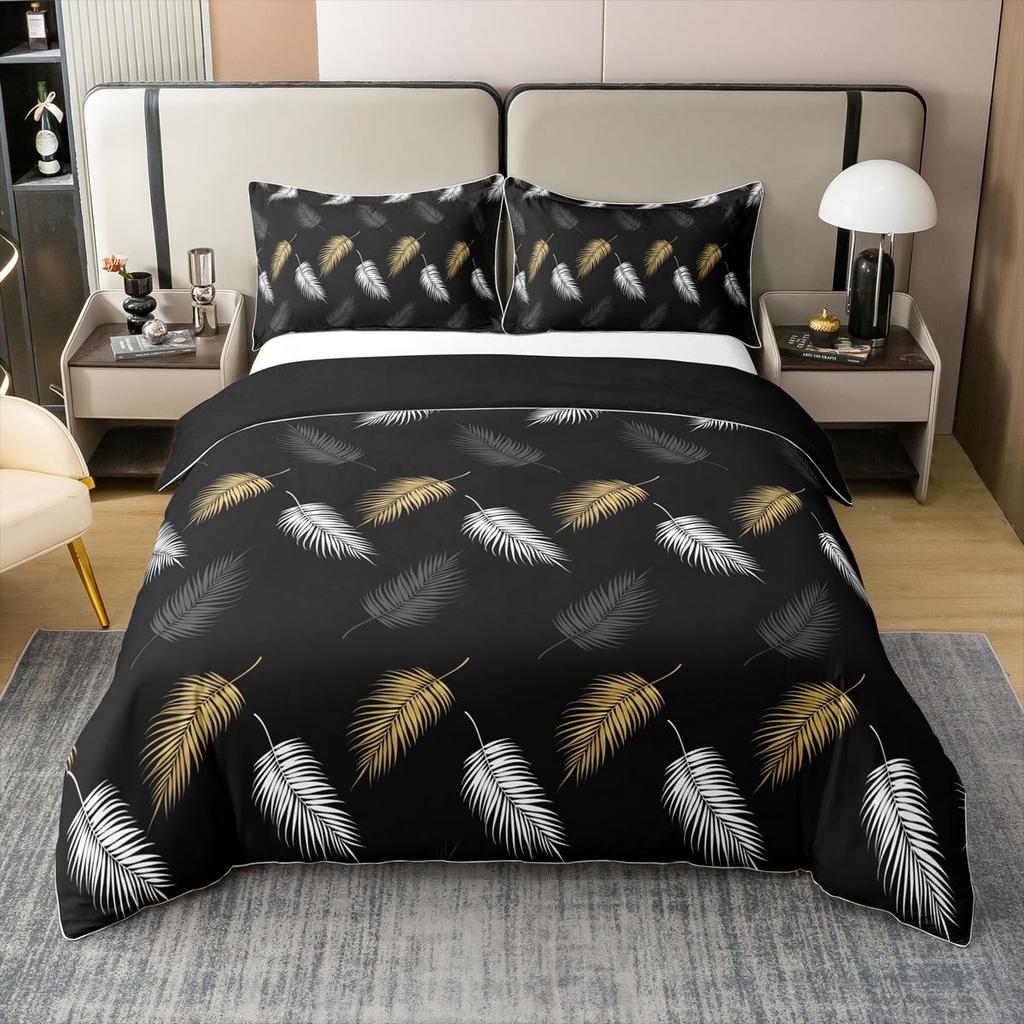 Feather Duvet Cover Sets for Kids Teens Queen Lightweight Quilt Covers Fluffy Dreamy Pattern Bedding Sets Bedroom Decor No Quilt