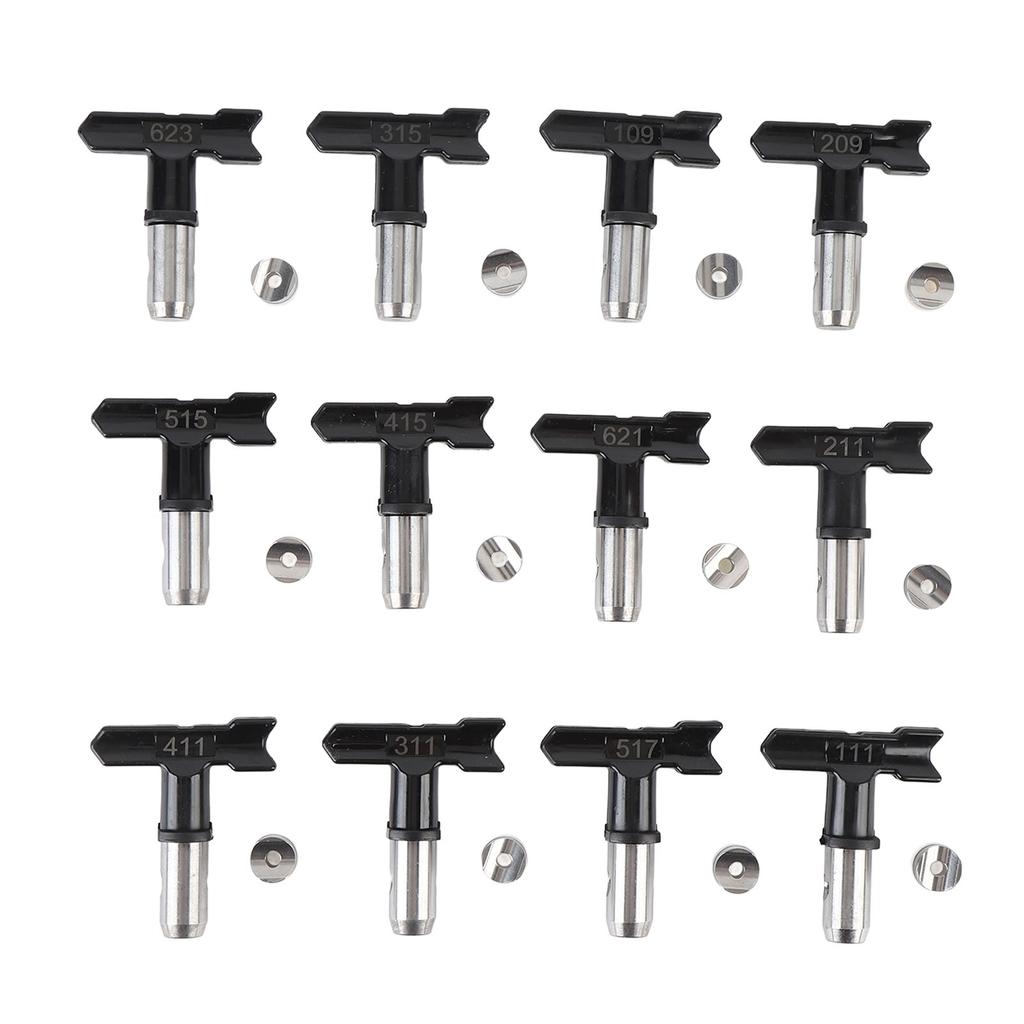 12 Sets Spray Tips Set Stainless Steel and ABS Stable Multifunctional Airless Spray Nozzles Machine