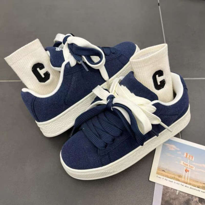 Niche ins style youth non-slip wear-resistant bread shoes men's and women's retro versatile casual sports shoes