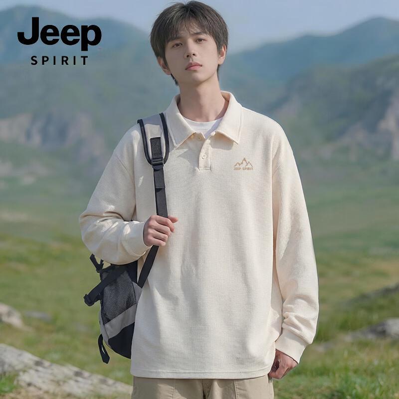 JEEP SPIRIT Men s Waffle Knit Long Sleeve Polo Shirt 4XL