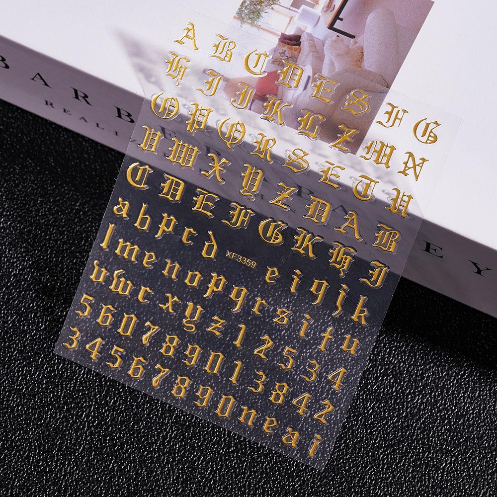3D Adhesive-Backed Letter Manicure Decorative Sticker Fluorescent Yellow-Green Self-Adhesive Plastic Self-Adhesive Nail Sticker Nude