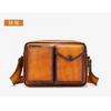 Leather Men's Casual Travel Shoulder Bag Large Capacity Retro Portable Crossbody Small Square