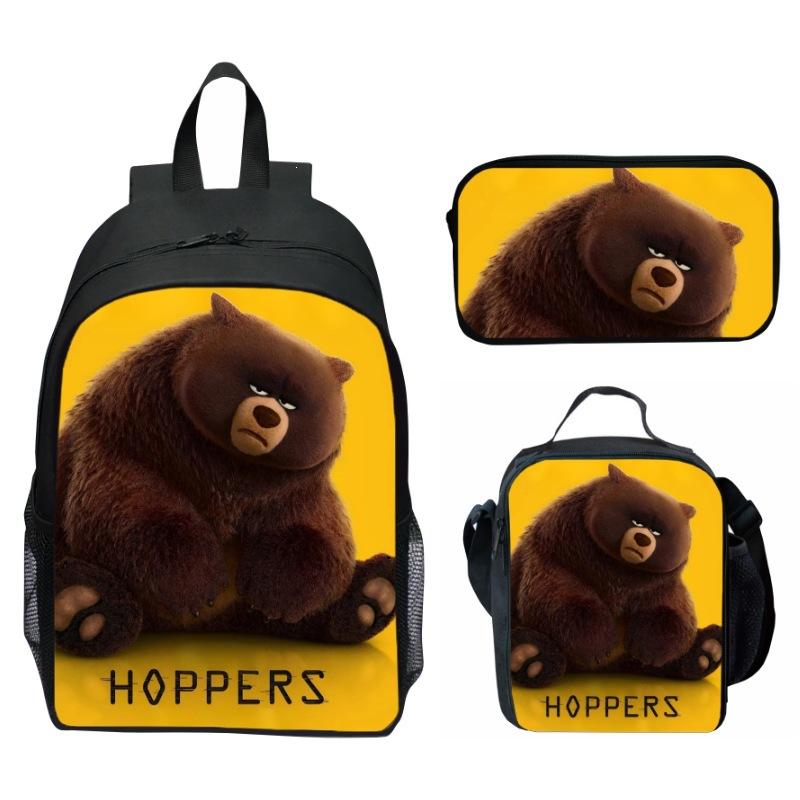 Hoppers Biber Metamorphose Druck 3-teiliges Set Schulrucksack Brottasche Federmäppchen Cartoon Schüler Set