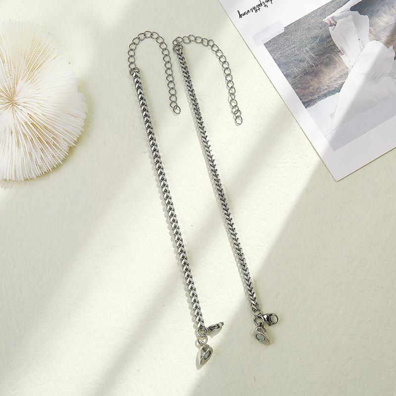 100% Unfading Stainless Steel Bracelet Chain For Lovers Magnet Couple Braslet Heart Attract Paired Brazalete Friendship Jewelry