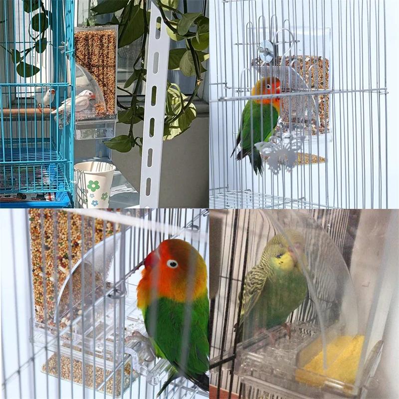 Vogelfutterspender ohne Schmutz, automatischer Futterspender für Papageien, Futterbehälter aus Acryl, Käfigzubehör für kleine und mittelgroße Sittiche
