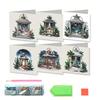 6 Pcs DIY Rhinestone Art Painting Cards Christmas Greeting Card Making Kit with Envelopes 5D Snowman Cat Deer Rhinestone