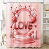 Pink Red Heart Balloon Shower Curtain Romantic Decor Bathroom Accessories Gift For Valentine'S Day Decoration