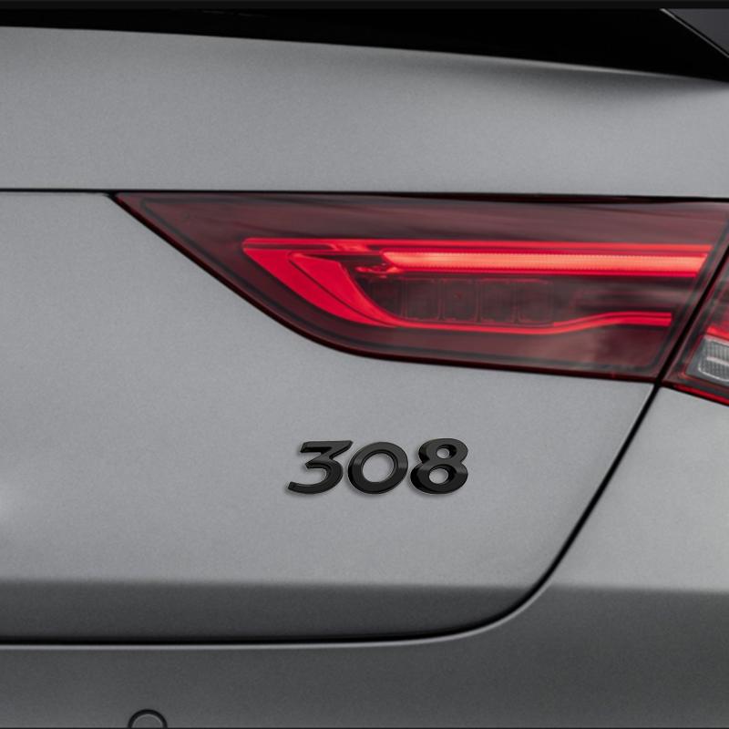 SQOB1 3D Glossy Black Chrome Silver Metal Logo Emblem Badge Decal Car Sticker for Peugeot 308 Car Accessories